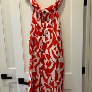 Anthropologie Red and White Off the Shoulder Dress